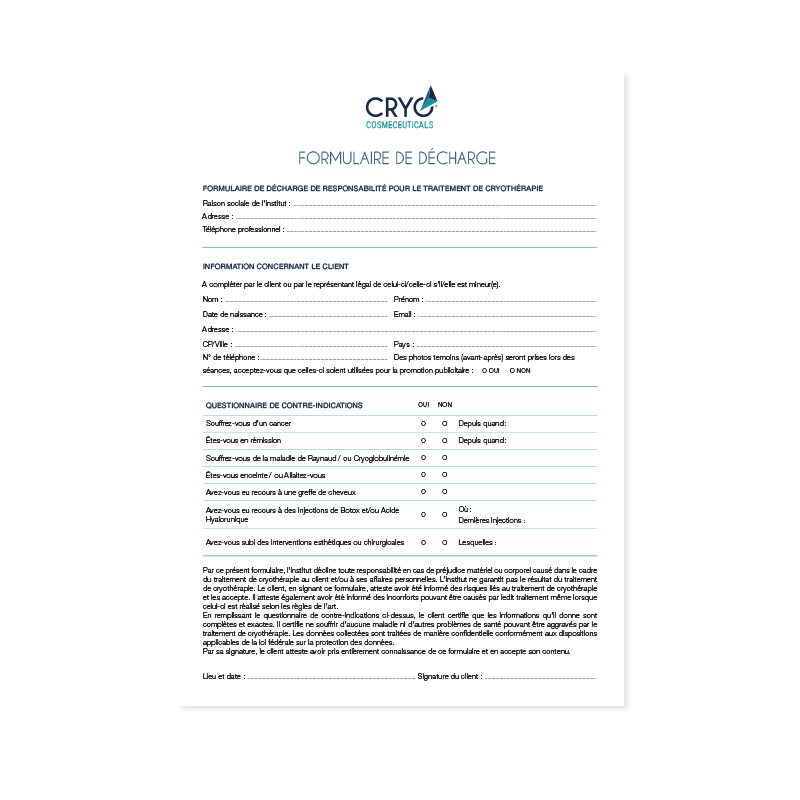 Fiche de décharge CRYO